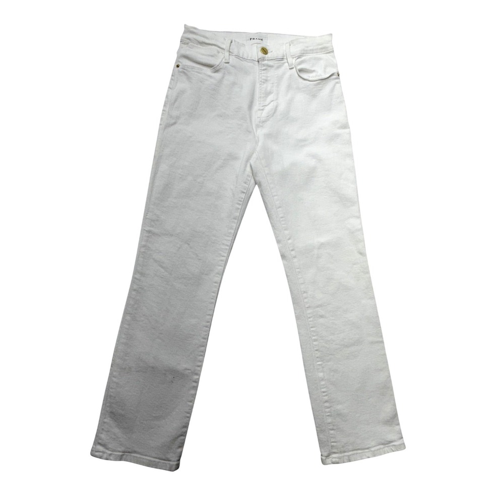 FRAME Le High Straight Jeans Womens 27x24.5 White High Rise Denim 5 Pocket